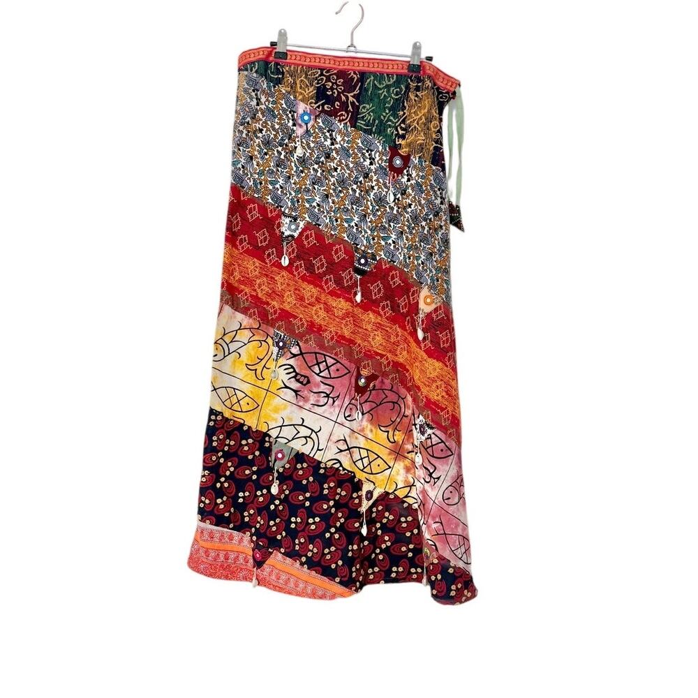 Kathmandu Imports Abstract Tapestry Pooka Shell Maxi Skirt